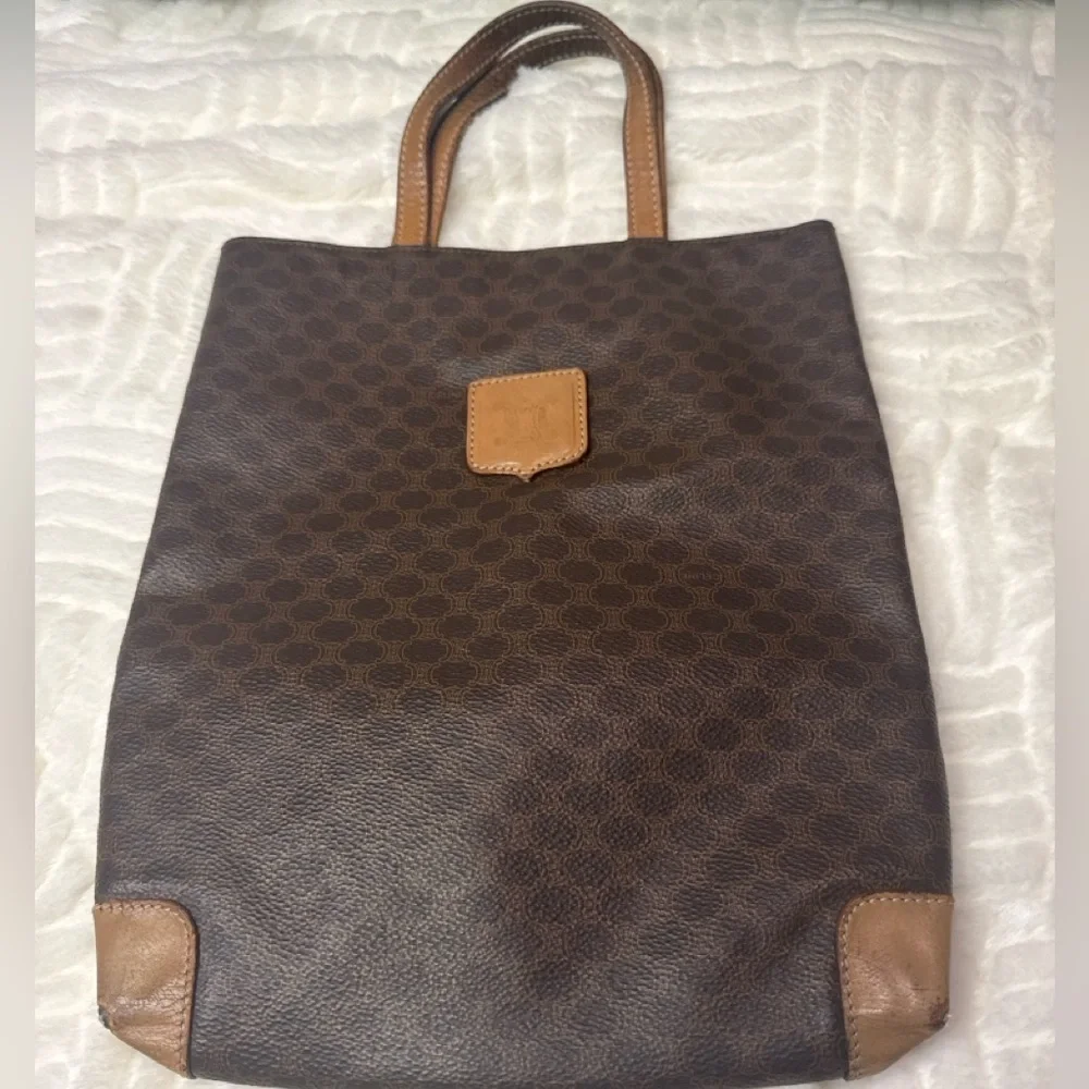 Celine Macadam Coated Canvas Tote Bag w/ Leather Trim – Vintage - Picture 1 of 9